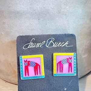 Laurel Burch Hieroglyphic Cat Vintage 1980’s Earrings